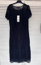 NEXT NAVY LACE DRESS SIZE 12 LONG BNWT WEDDING/CRUISE