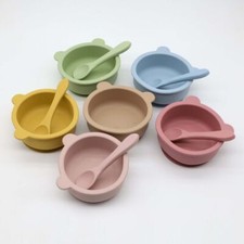 Baby Silicone Suction Bowls Kids Feeding Silicone Bowl Toddler Plates For 6+Mon