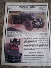 STANLEY MANN VINTAGE CLASSIC CARS BENTLEY LAGONDA STOCK ADVERT A4 SIZE FILE 18
