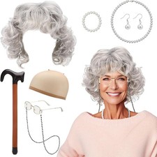 Old Lady Fancy Dress Set,9 Pcs