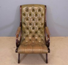 Antique Mahogany Green Leather