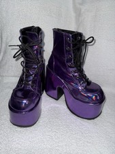 DEMONIA CAMEL-203 Women's 7 Chunky Heel Platform Lace-Up Ankle Boot Shoes