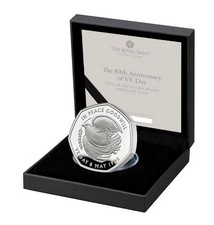 601301 The 80th Anniversary of VE Day 2025 UK 50p Silver Proof Piedfort Coin