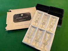 Duiske Set of 6 Irish Handcut Glass Tall Wine Flute Glasses Grape Vine Pattern