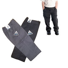 TEFLON PULL UP TROUSERS HALF ELASTICATED ALL SIZES NEW SCHOOL UNIFORM BOYS KIDS