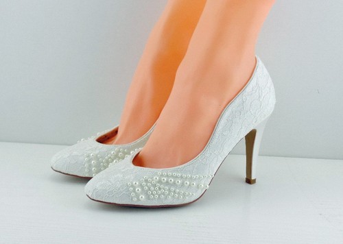 Ivory lace and pearl shoes
