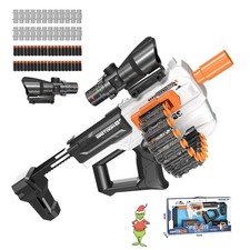 Christmas Gift Foam Dart Toy Blaster Gun with Chain Mode,40 Darts,24 Clips&Scope