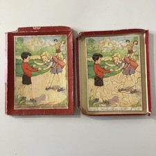 Vintage Wood Wooden Jigsaw Puzzle Antique Cartoon Cute Kitsch