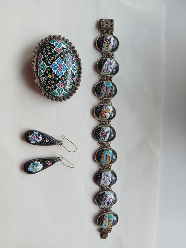 Vintage silver persian enamel - persian,