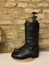 Vintage Go West Womens Black Biker Harness Leather Cowboy Boots UK 7 Western