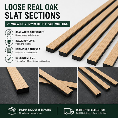 Real oak slat - sections, £3.25