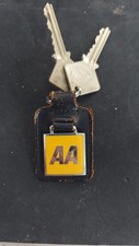 Vintage AA Key fob and 2 keys Key Ring Leather classic car retro