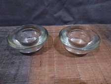 Set Of 2 IKEA Clear Heavy Glass Round Modern Candle Tea Light Holders