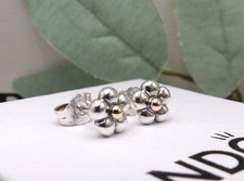 ❤️Pandora Genuine Silver & 14ct Gold Daisy Flower  Stud Earrings ALE S925❤️