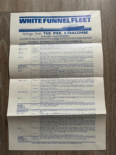 White funnel fleet timetable - white,