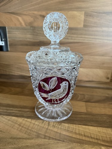 Lead crystal candy jar ruby - crystal,