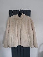 Primark Ladies Teddy Fleece Hoodie Coat. Cream. Size 18. Luxurious! NWOT!