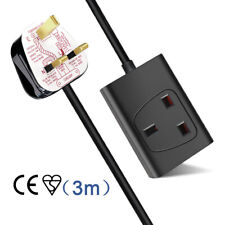 Extrastar Extension Lead - 1 Gang Plug Socket - Black Power 3m Cable