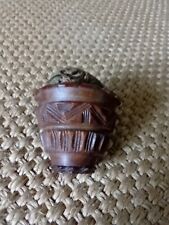 ANTIQUE TREEN COQUILLA NUT PINCUSHION.
