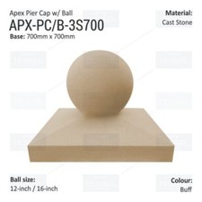 Cast Stone Apex Pier Cap 700mm x 700mm With 16 Inch Ball Finial 3 Colours