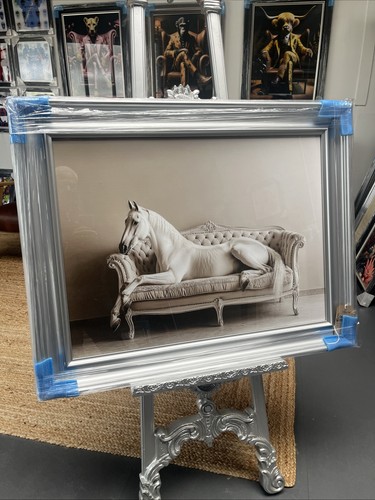 Framed boutique white horse - boutique,