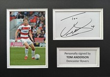 TOM ANDERSON HAND SIGNED DONCASTER ROVERS A4 WHITE CARD DISPLAY