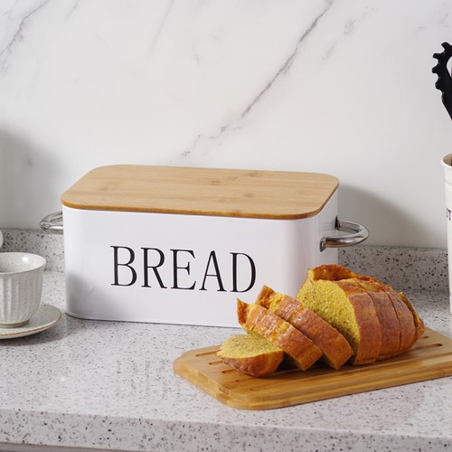 Large metal bread bin with - metal,