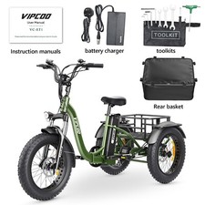 VIPCOO ET1 Electric Trike 20Ah Electric Tricycle for Adults 20" Folding 3 Wheels