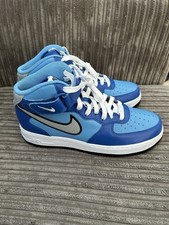 Nike Air Air Force 1 Blue High Top Trainers Custom Made Size 8