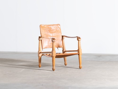 Leather safari chair mid - mid, 20th