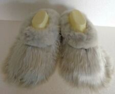 PERUVIAN ALPACA FUR SLIPPERS * SILVER GREY * Sheepskin Lining, Suede Sole *
