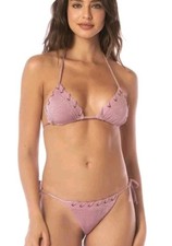 Maaji Maverick Carnival Bikini Set Pink Metallic Size Medium $147 NWOT