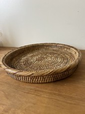 Natural Round Rattan Wicker Basket Country Style Rustic Tray/ 30cm