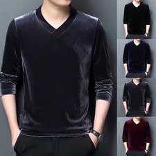 Velvet Fabric Men V-neck