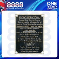 STARTING INSTRUCTION PLATE For