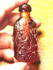 Amber carved chinese snuff - carved,