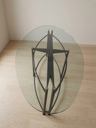 Oval glass dining table - table,