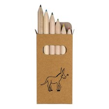 6 x 'Donkey With Rose' Short 85mm Pencils / Coloured Pencil Set (PE00042944)