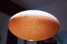 VINTAGE 14" 70'S ORANGE SPARKLE SPUN FIBREGLASS PENDANT LIGHT SHADE RETRO VGC