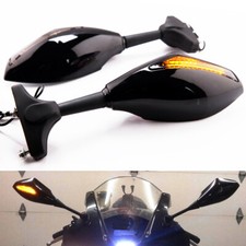 Motorcycle Rearview Mirrors w/ Turn Signal Smoke Lens for Racing Bike Sport Bike