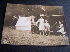 Vintage Car Photo People Camping with Tent