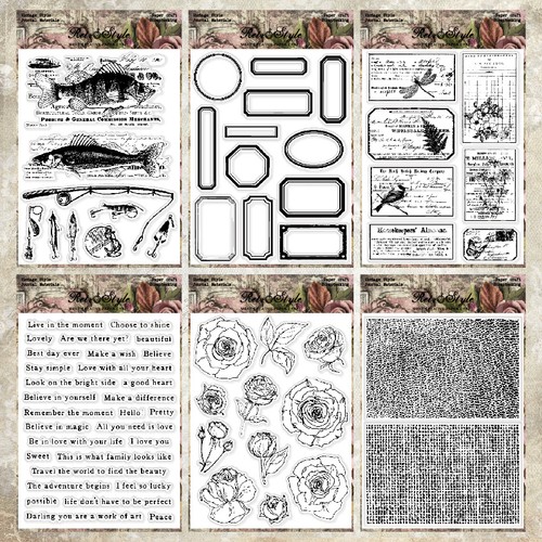 Vintage flowers labels clear - flowers,