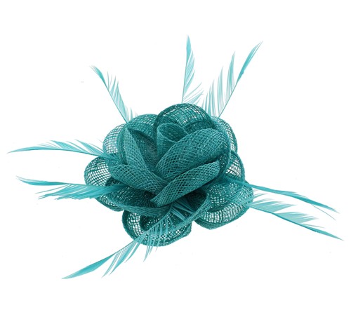 Aqua rose net fascinator with - rose,