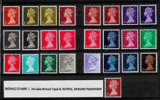 GB QEII  SG723-744 PRE-DECIMAL MACHIN SET OF 24 with all Phosphor Varieties, MNH