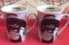 MUGS MANHATTEN CAFE BY PAUL CARDEW FOR FINECASA AUDREY HEPBURN 9 oz MUGS X2 VGC