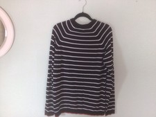 Men’s Black & White Stripe Lightweight Jumper Size Medium By Zara