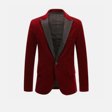 Men Velvet Peak Lapel Suit