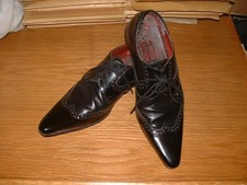 Vintage Mens Hell for Leather Brogue Formal Shoes Black Mens UK 9 Patent Leather