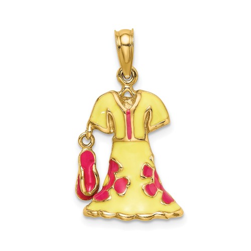 14k yellow gold flamenco dress - yellow,