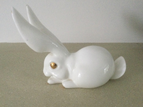 Small white glazed pottery - glazed,